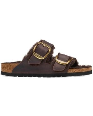 Birkenstock Arizona Big Buckle Shearling Sandals - Brown