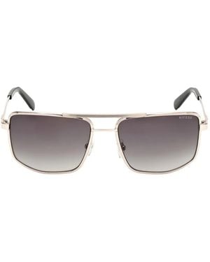 GUESS EYEWEAR Double-Bridge Square-Frame Sunglasses - Metallic