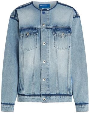 KARL LAGERFELD Collarless Denim Jacket - Blue