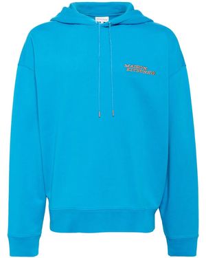 Maison Kitsuné Embroidered-Logo Cotton Hoodie - Blue
