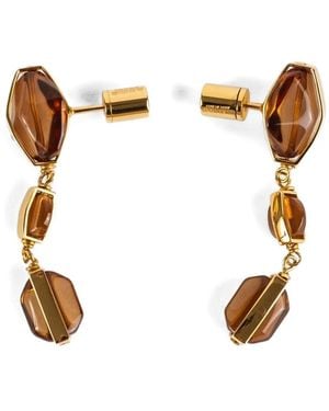 Jil Sander Pendientes Largos Con Cristales - Blanco