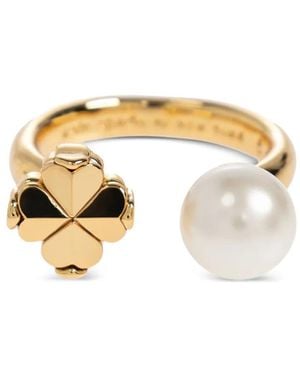 Kate Spade Clover-Motif Faux-Pearl Ring - Metallic