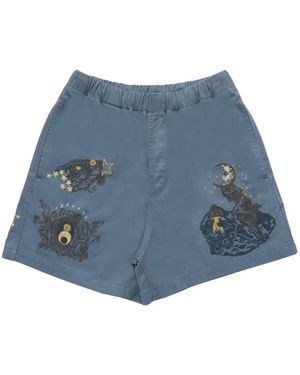 Samuel Zelig La Luna Embroidered Shorts - Blue