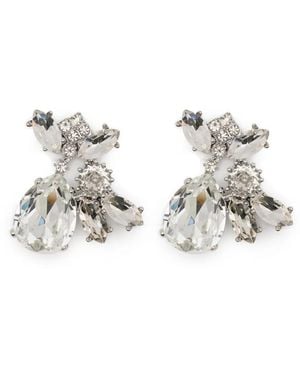 Self-Portrait Crystal-Embellished Cluster Earrings - White