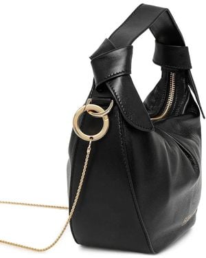 Guess Mini Jolie Knotted Leather Tote Bag - Black