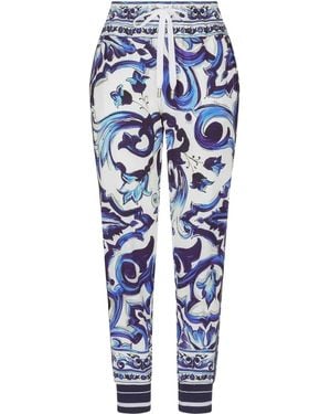 Dolce & Gabbana Majolica-Print Track Trousers - Blue