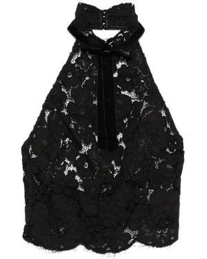 retroféte Haut Ravenna En Dentelle - Black