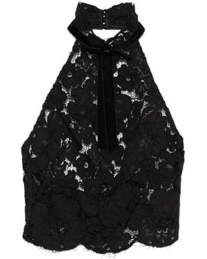 retroféte Ravenna Oberteil aus Spitze - Schwarz