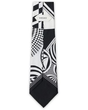 Versace Printed Silk Twill Tie - White
