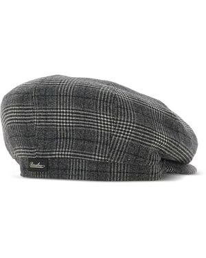 Borsalino Checked Wool Beret - Grey