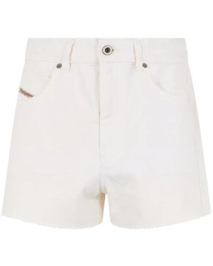 DIESEL Raw-Edge Denim Shorts - White