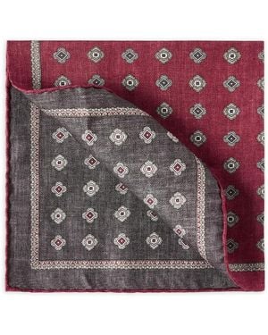 Brunello Cucinelli Silk Pocket Square With Medallion Design - Purple