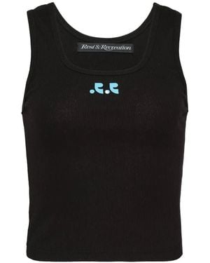 Rest&Recreation Logo-Print Ribbed Tank Top - Black