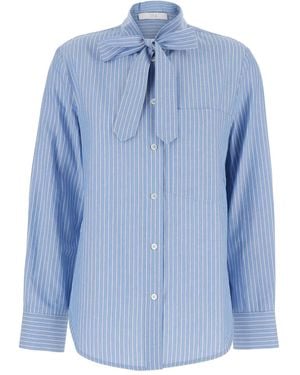 Tela Striped Tie-Neck Shirt - Blue