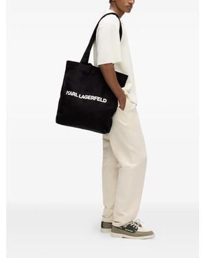 KARL LAGERFELD Logo-Print Tote Bag - Black