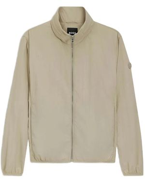 BOSS Zip-Up Funnel-Neck Jacket - Natural