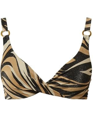 Twinset Underwired Bikini Top With Lurex And Print - Natural