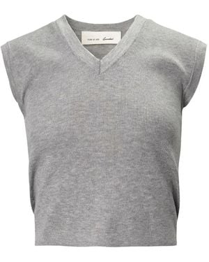 Fear Of God Rib Knit V-Neck Cropped Tank - Grey