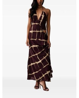 Bardot Check-Print Cut-Out Maxi Dress - Purple