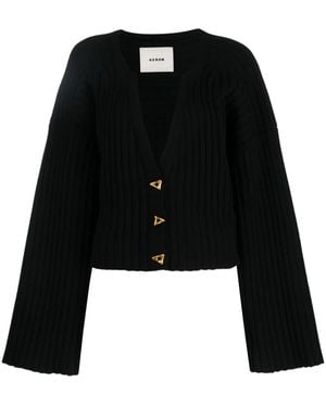 Aeron Morrow Ribbed-Knit Cropped Cardigan - Black