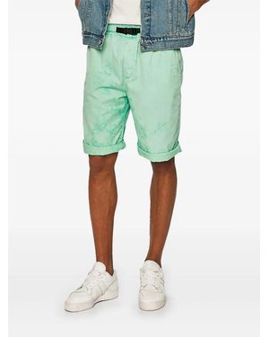 Caterpillar Elasticated-Waistband Buckle-Detail Shorts - Green