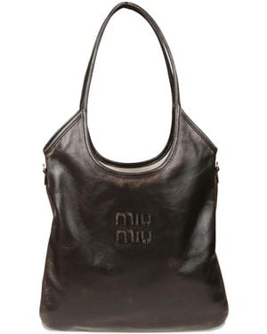 Miu Miu Shopper mit Logo-Patch - Schwarz