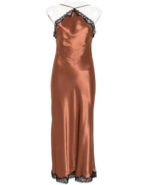 RIXO London Harlan Lace-Trimmed Slip Dress - Brown