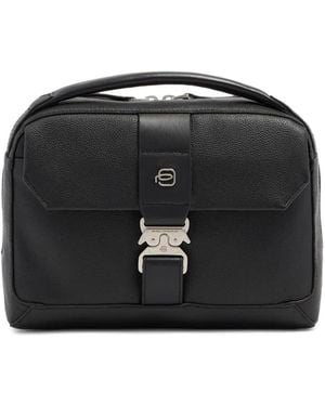 Piquadro Borsa A Spalla Con Placca Logo - Nero