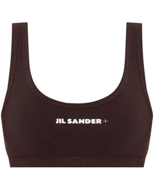 Jil Sander Logo-Print Bikini Top - Brown
