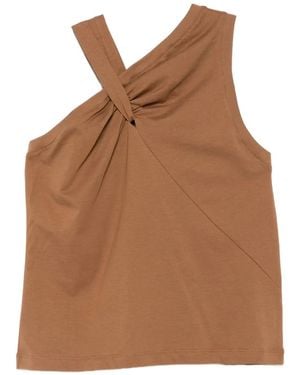 SOLOTRE Twisted-Strap Top - Brown