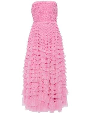 Needle & Thread Hattie Ruffled Strapless Gown - Pink
