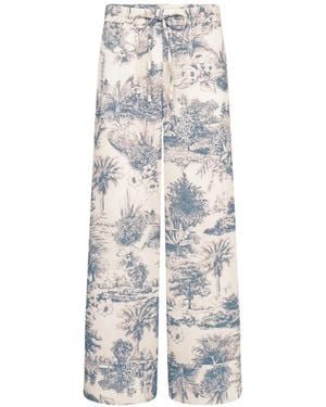 Seductive Violetta Printed Palazzo Pants - White