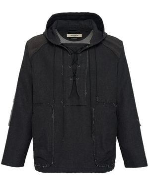 JiyongKim ドローストリング パーカー - ブラック