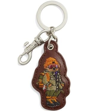 Polo Ralph Lauren Embroidered Leather Keyring - White