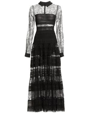 Elie Saab Lace And Macrame Midi Dress - Black