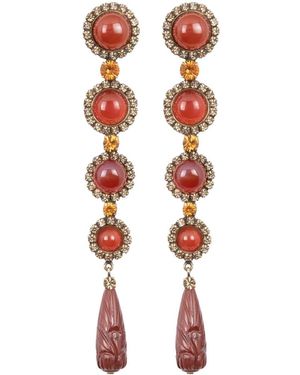 Jennifer Behr Boucles D'Oreilles Rafferty Pendantes Serties De Cristaux - Blanc