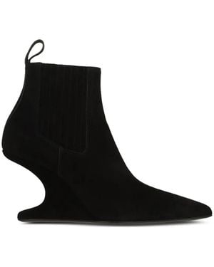Rick Owens Sculptural-Wedge Suede Boots - Black