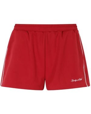 Sporty & Rich Logo-Embroidered Side-Stripe Shorts