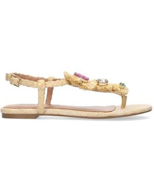 Bibi Lou Vavin Crystal-Embellished Raffia Sandals - Natural