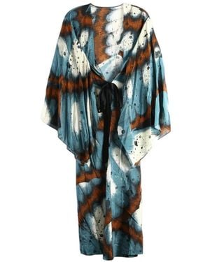 YANGKEHAN Floral-Print Silk Coat - Blue