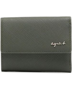 agnès b. Logo-Plaque Leather Wallet - Grey