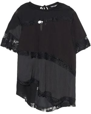 Bimba Y Lola Lace Patchwork T-Shirt - Black