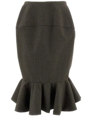Jacquemus Palmier Ruffled Midi Skirt - Black