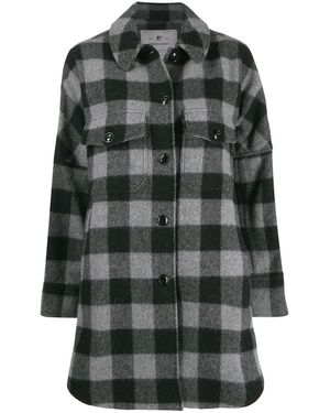 Woolrich Check Single-Breasted Coat - Black