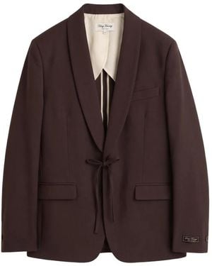 A Kind Of Guise Shawl-Lapel Tie-Fastening Jacket - Brown