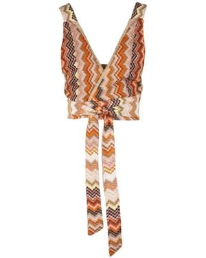 PHO® Firenze Zigzag-Pattern Self-Tie Tank Top - White