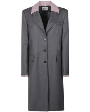 Miu Miu Embroidered Coat - Grey