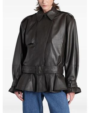 ROTATE BIRGER CHRISTENSEN Biker Leather Jacket Dark - Black