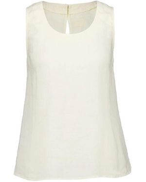 120% Lino Linen Keyhole Cut-Out Top - White