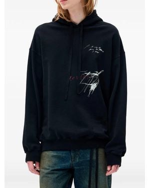 Ann Demeulemeester Graphic-Print Hoodie - Blue